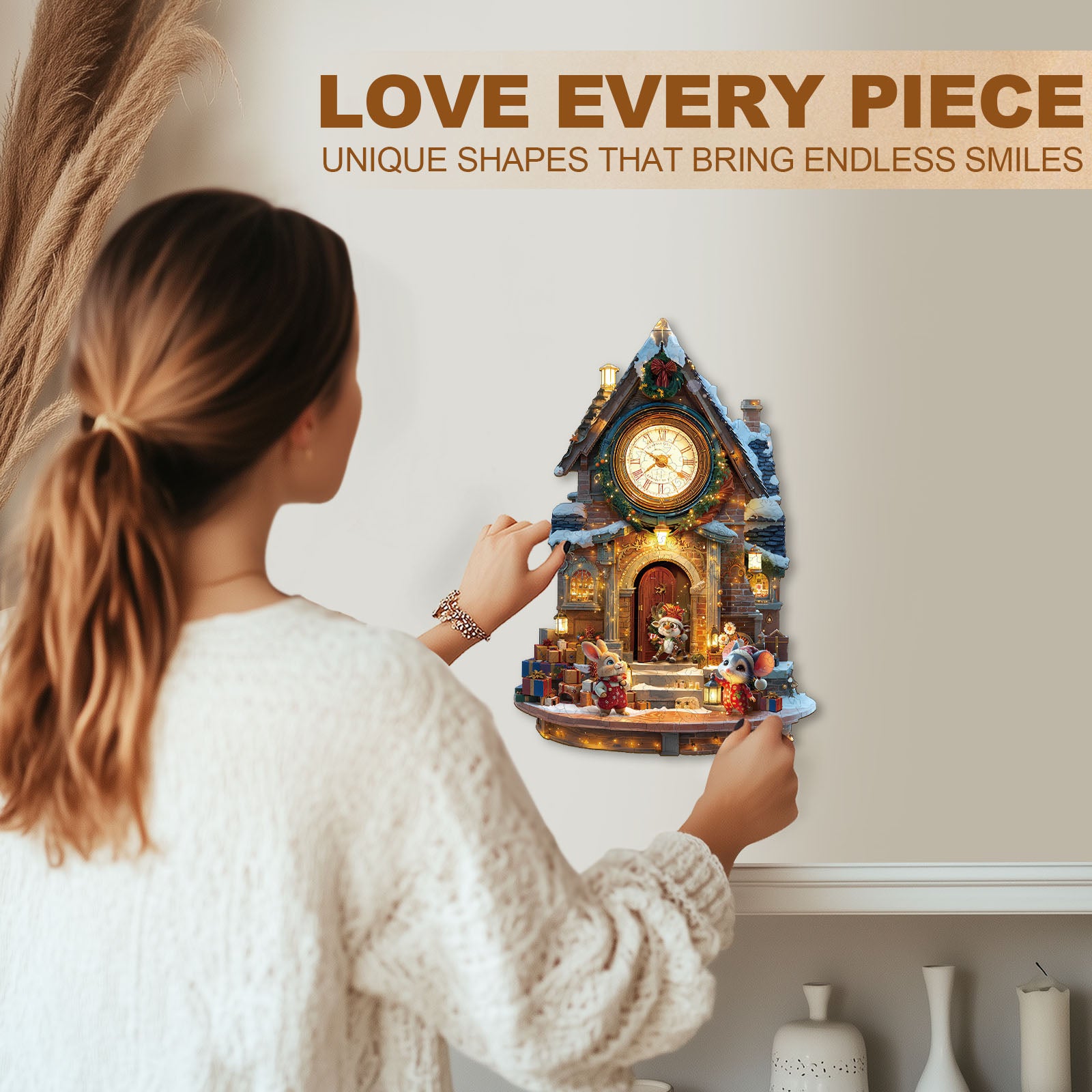 Christmas Clock Tower-1 Wooden Jigsaw Puzzle