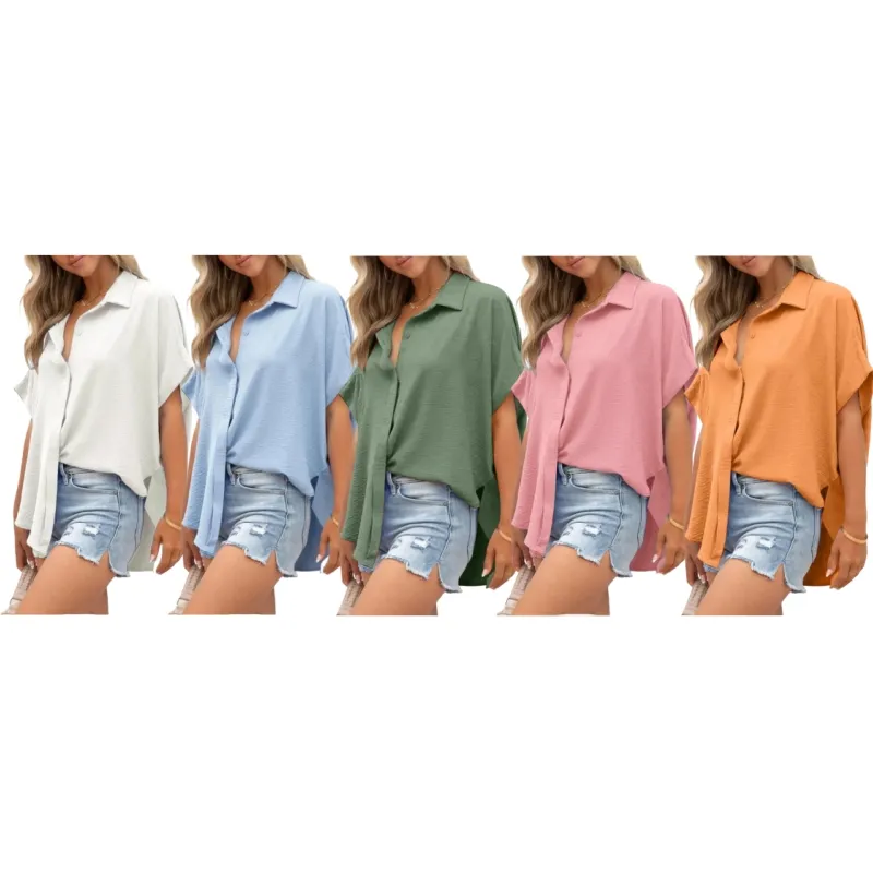 Women's Casual Button Short Sleeve (Less than $3 each!)
