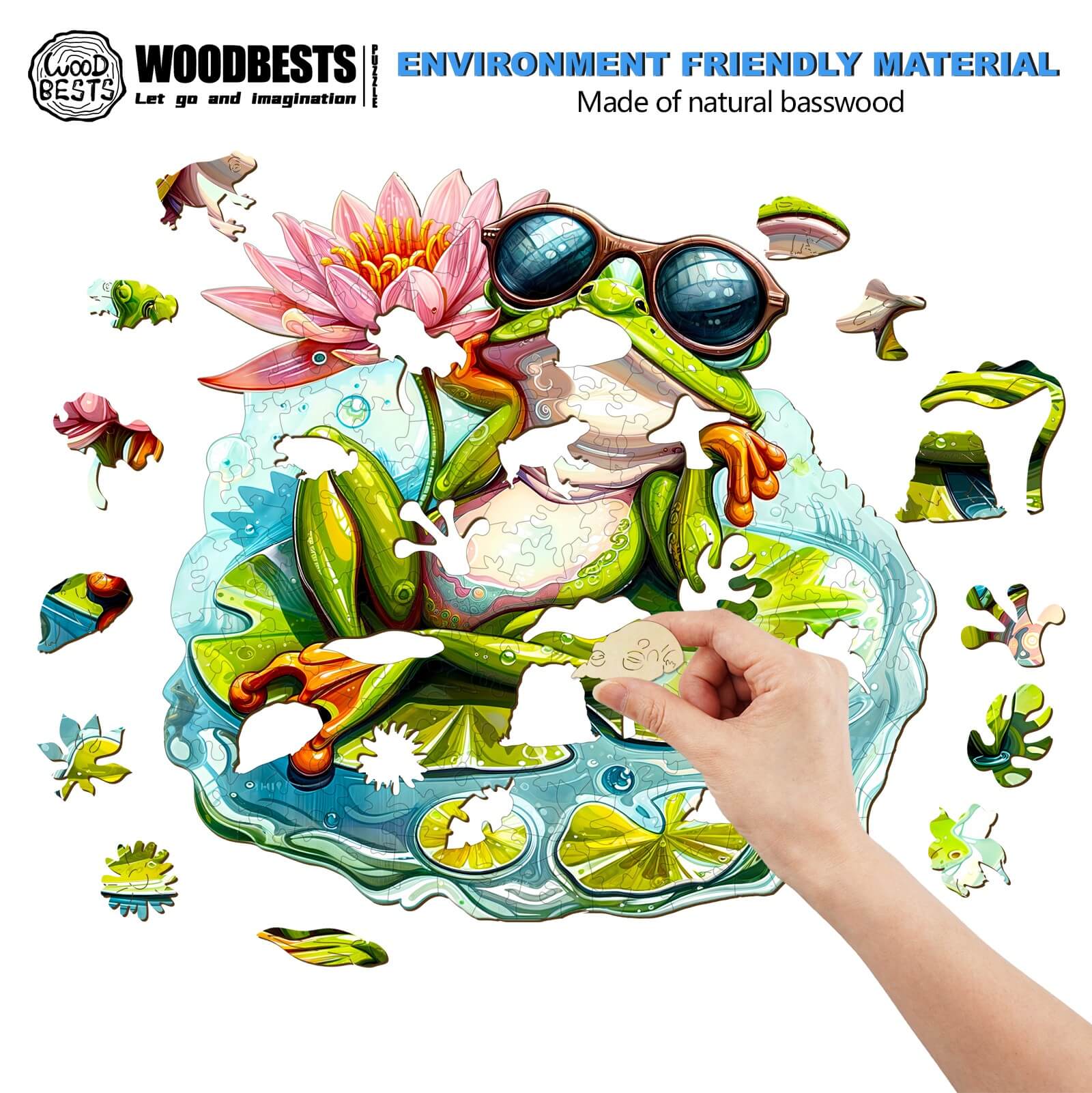 Leisurely Frog-1 Wooden Jigsaw Puzzle