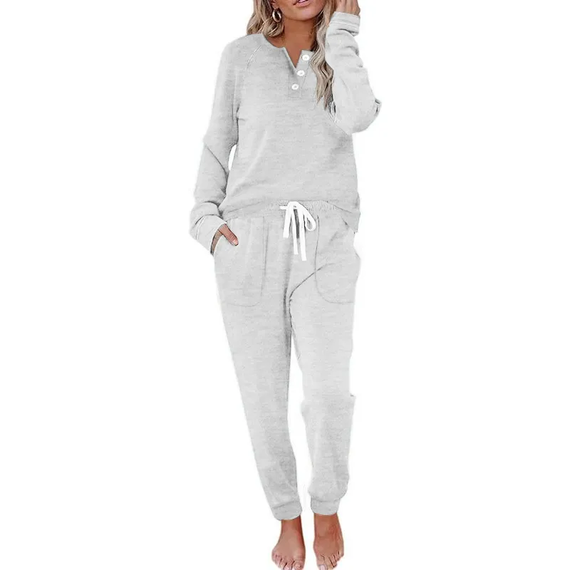 Two Piece Outfits for Women Lounge Sets Button Down Sweatshirt