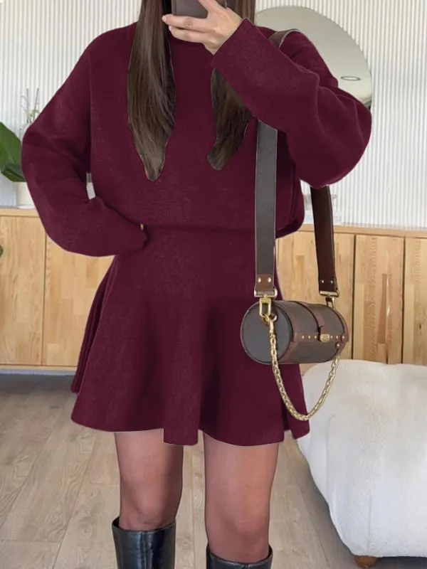 Women's Casual Half-High Neck Long Sleeve Knit Dress