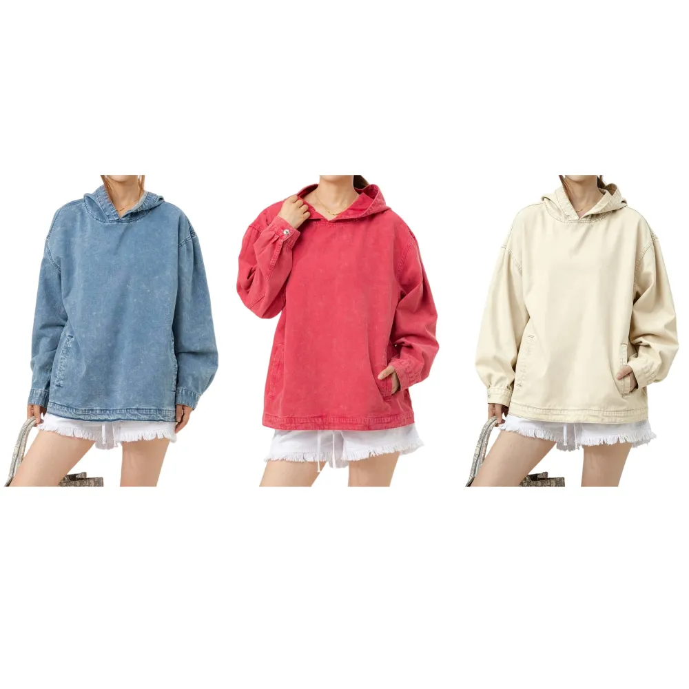 WOMEN'S DENIM HOODED SWEATSHIRT