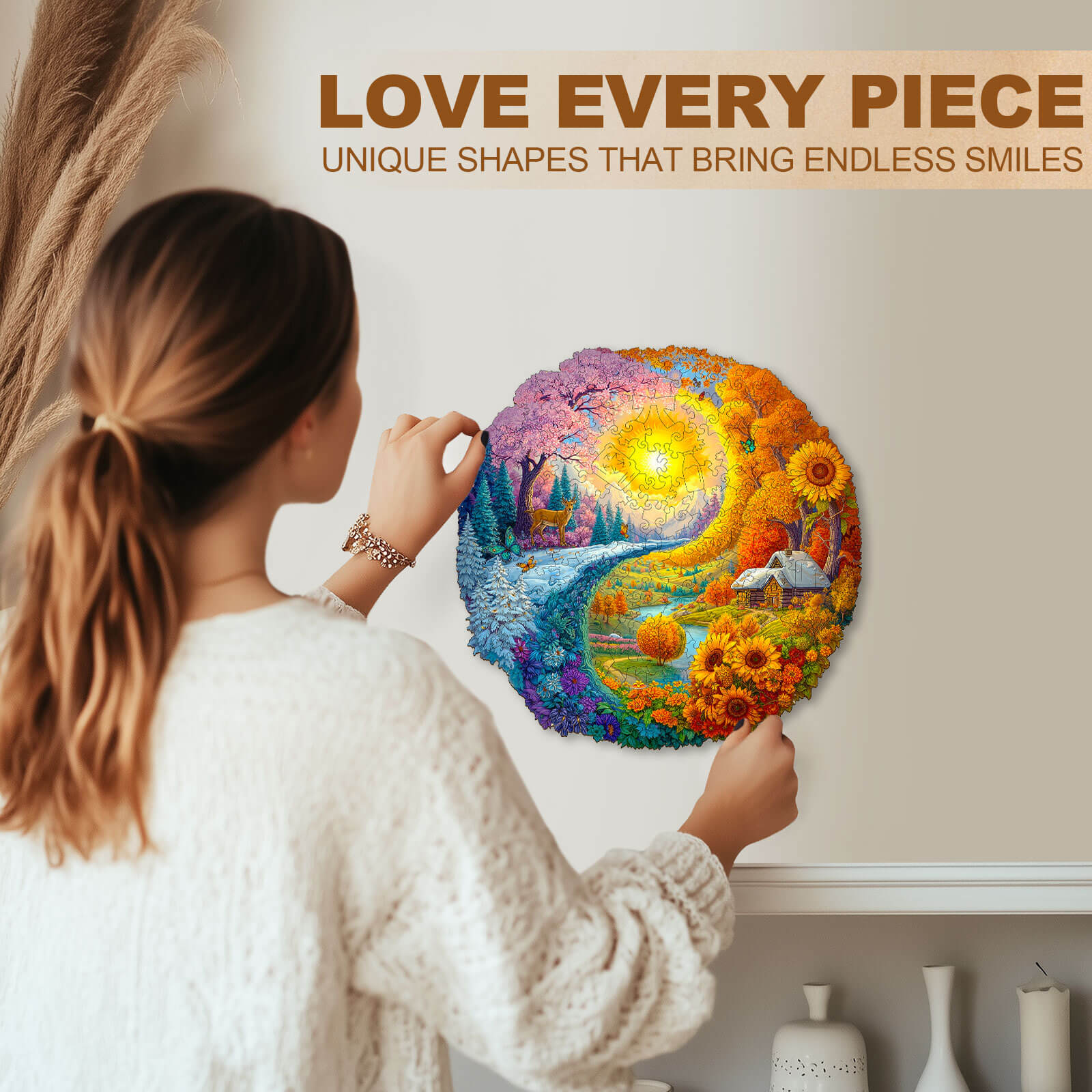 Yin Yang Autumn Winter Wooden Jigsaw Puzzle