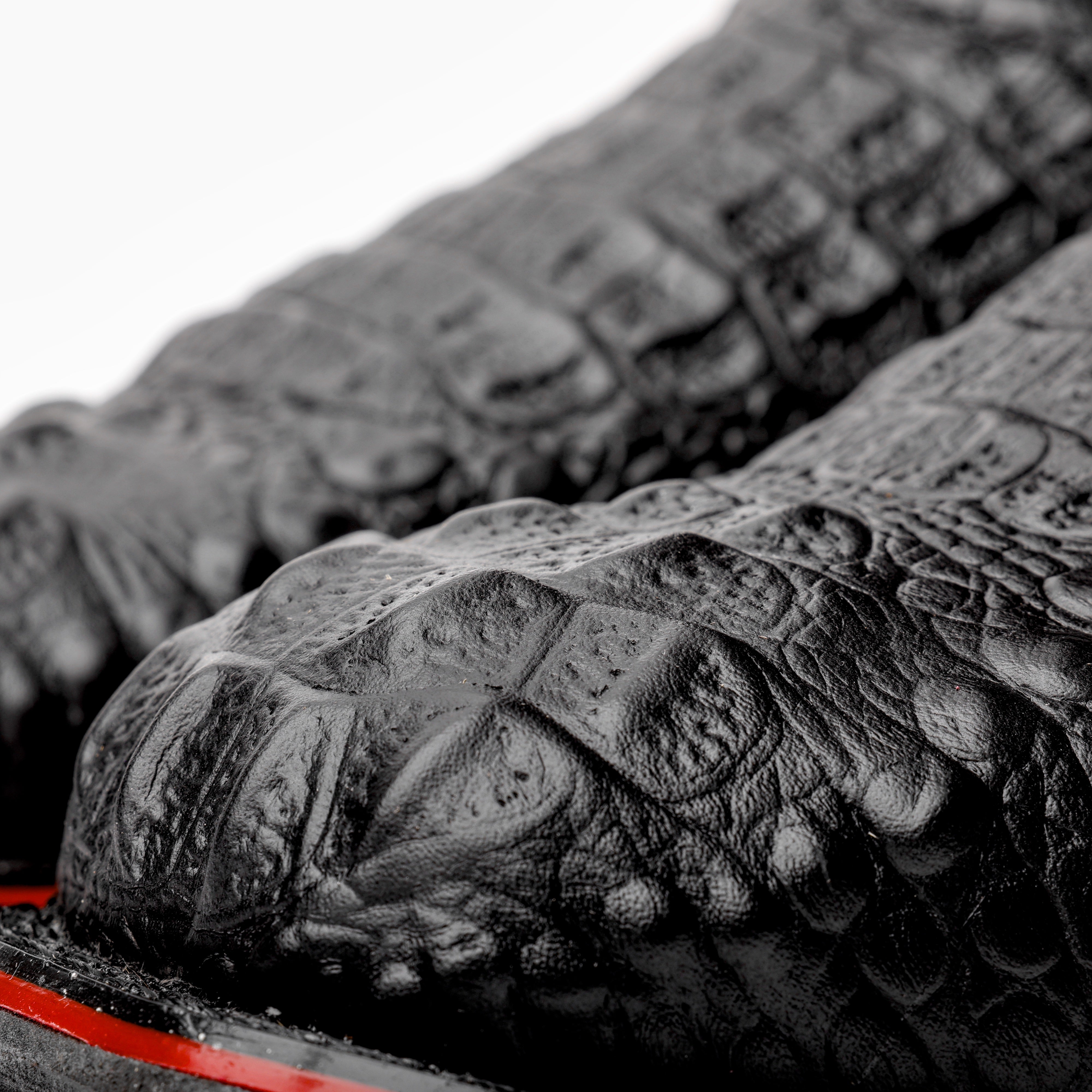 Black Caiman Neck Leather Boots With 3D Lightweight Sole - Composite Toe