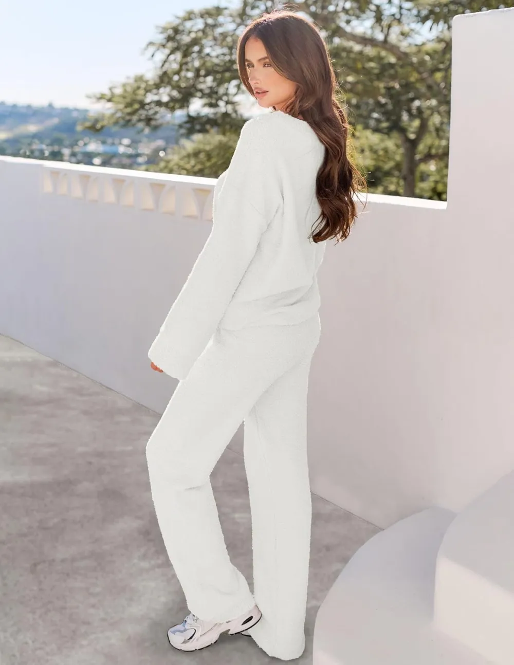 Women's Lounge Sets 2025 Fall Fashion 2 Piece Outfits Sweater Pajama Set