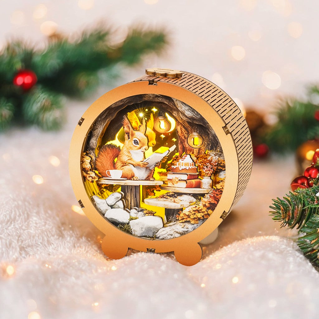 Squirrel's Reading Kit - 3D Wooden Puzzle Night Light