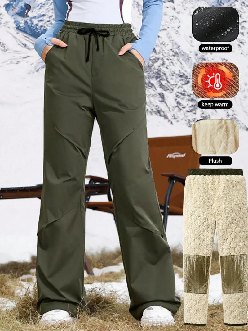 Women's Winter Ski Pants Waterproof Windproof Hiking Trousers with Fleece Lining and Graphene Heated Pad