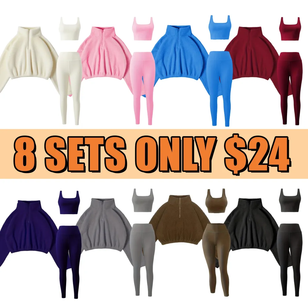 Women's 3-Piece Workout Set (Half-Zip Top, Bra, Yoga Pants)