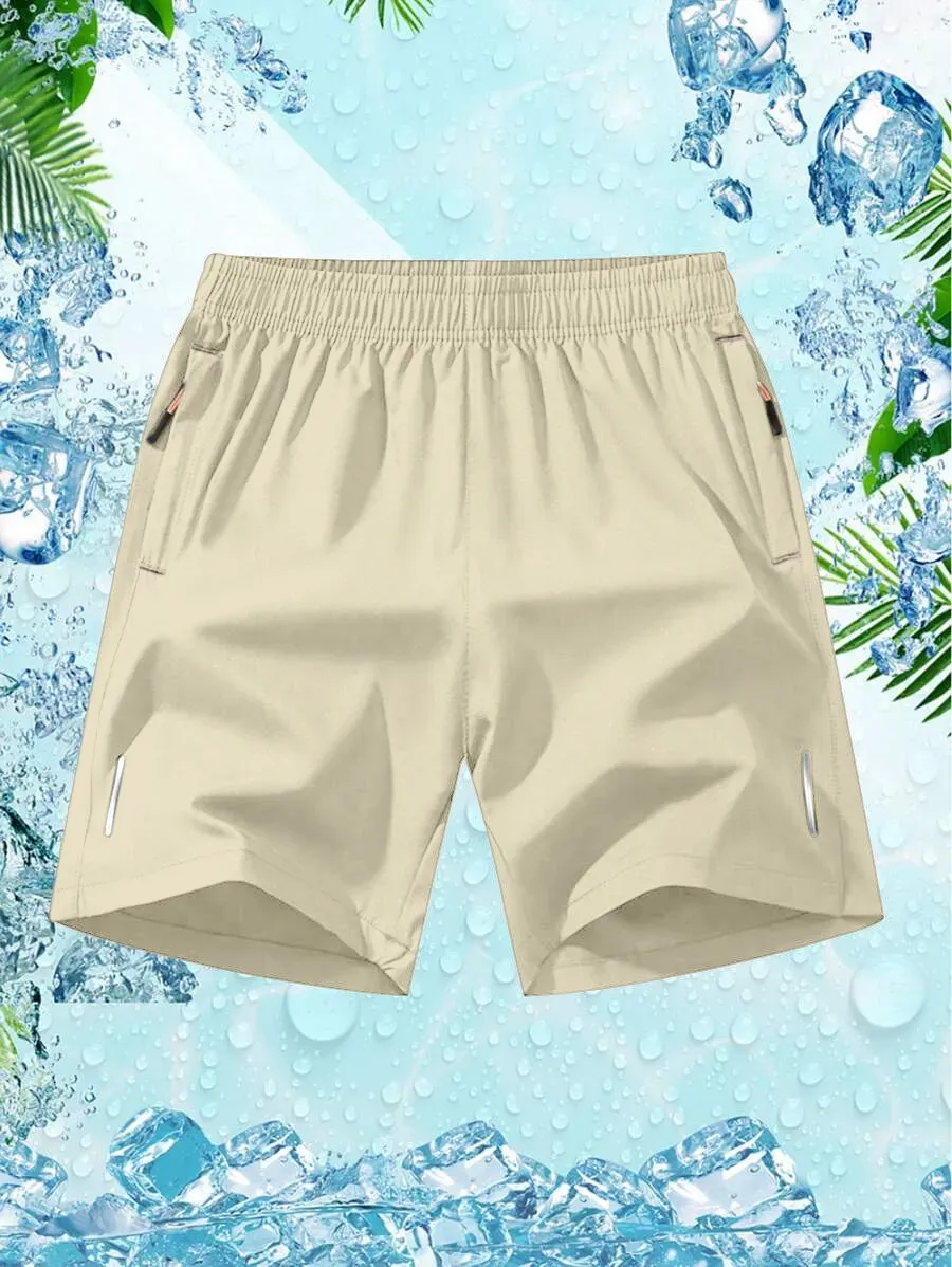 Men'S Solid Color Zipper Pocket Shorts