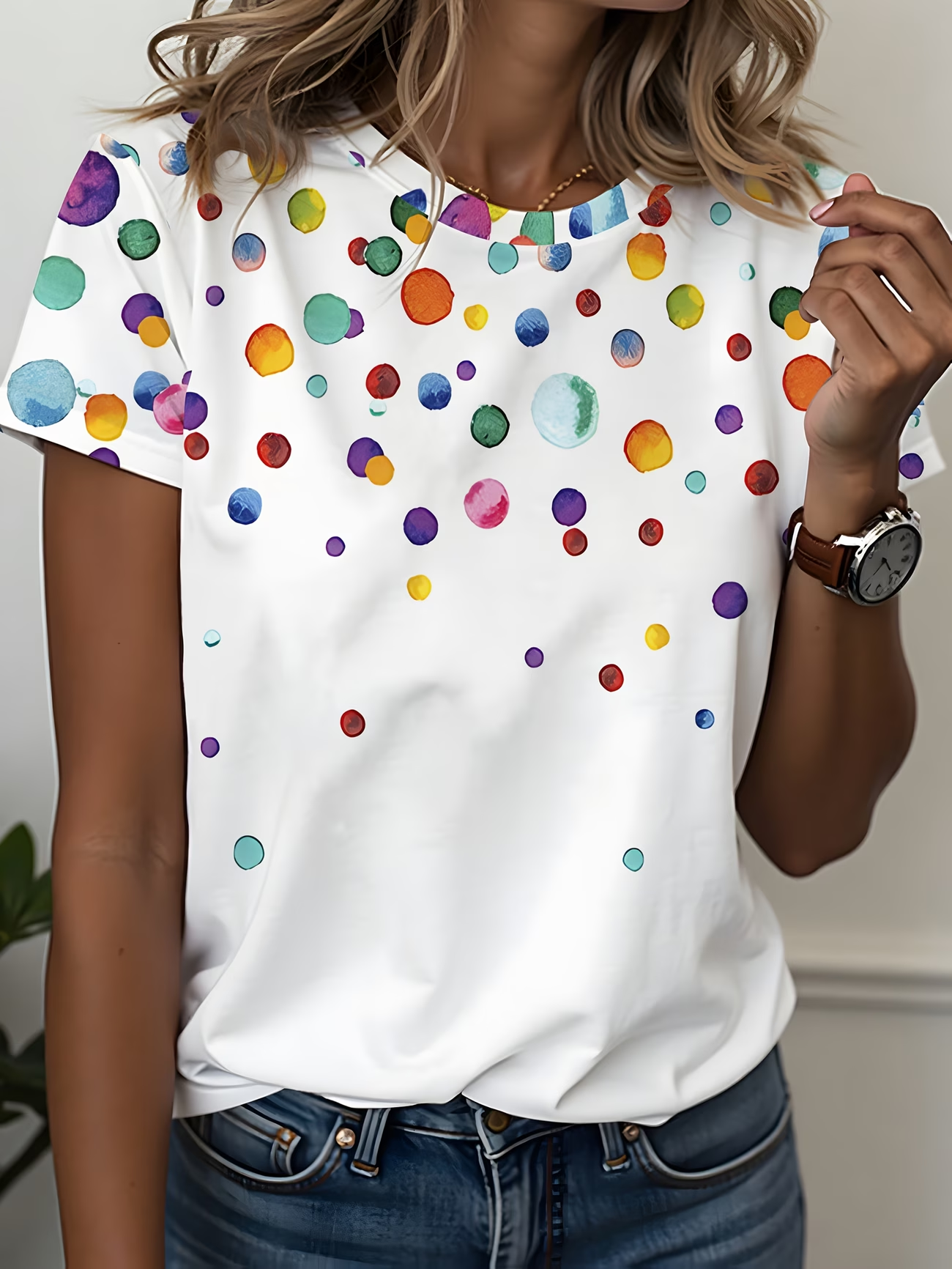 Women's Short Sleeve T-shirt Summer White Abstract Printing Jersey Crew Neck Daily Going Out Casual Top