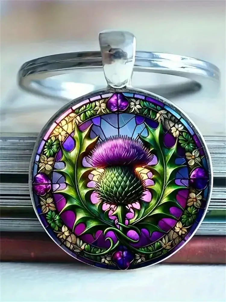 Vintage Scottish Thistle Keychain