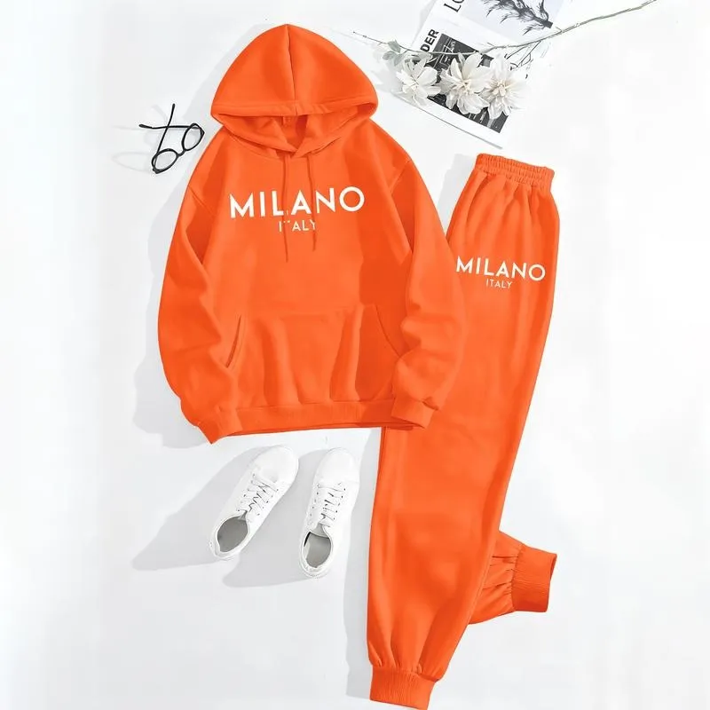Women's Milano prints City print hoodie and drawstring track pants set
