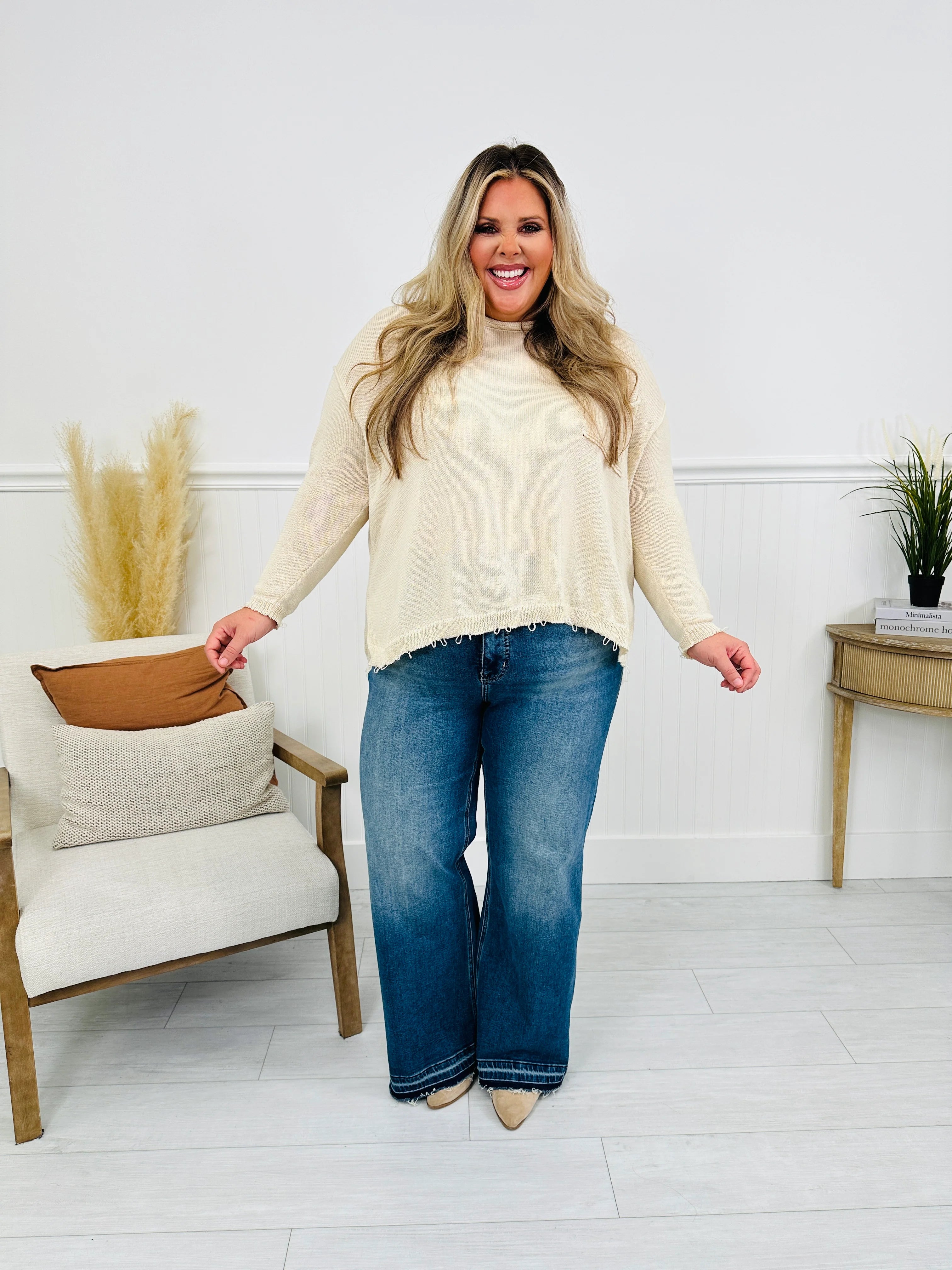 Effortless Release Tummy Control Wide Leg Release Hem Jeans