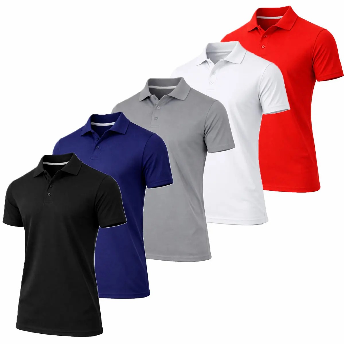Men's 6-Pack Dry Fit Moisture-Wicking Polo Shirts – Ribbed Sleeve Casual Wear