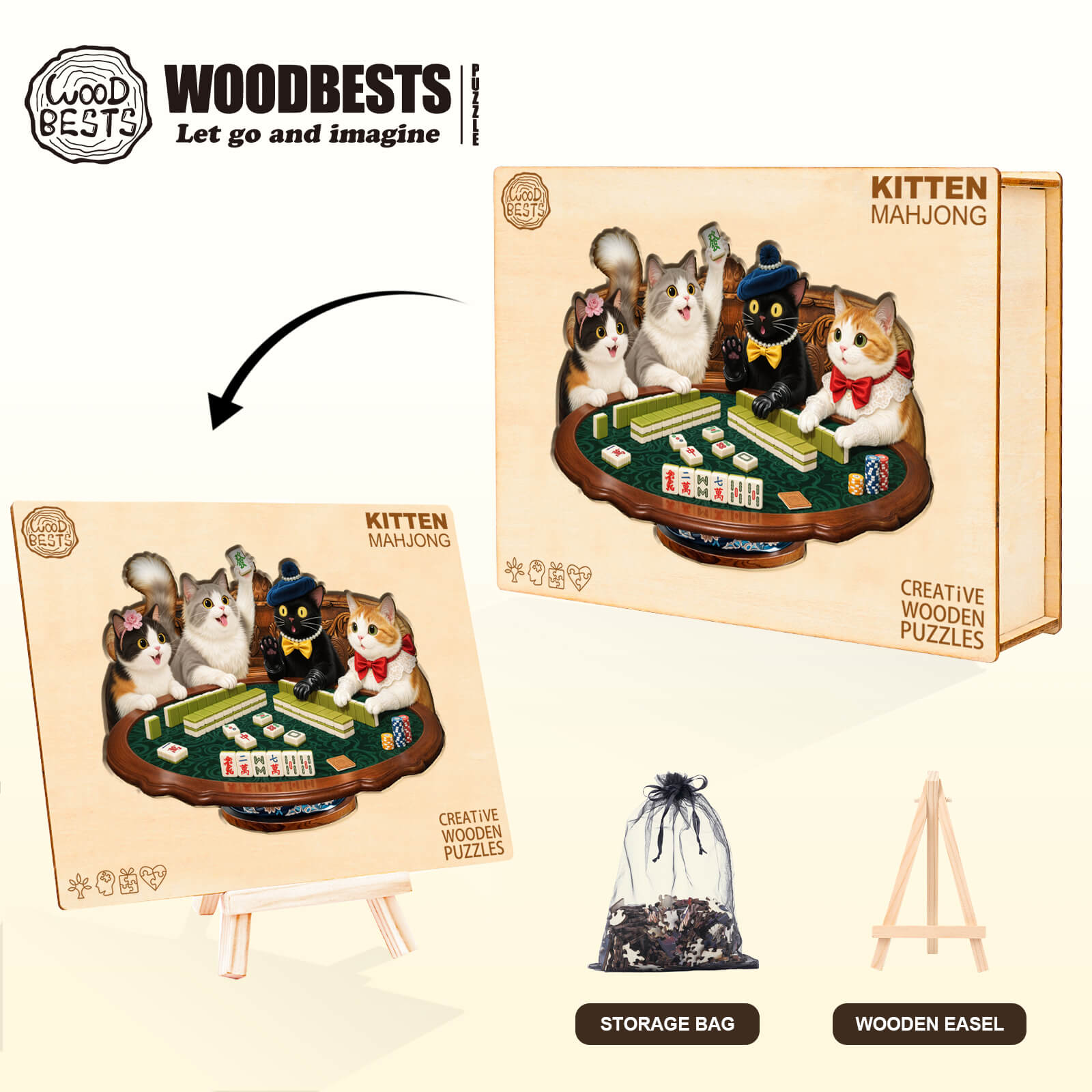 Kitten Mahjong Wooden Jigsaw Puzzle
