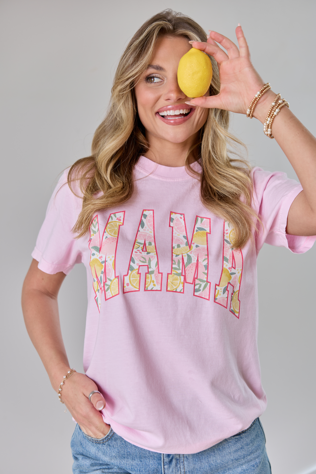 Mama Lemons Print Light Pink Graphic Tee