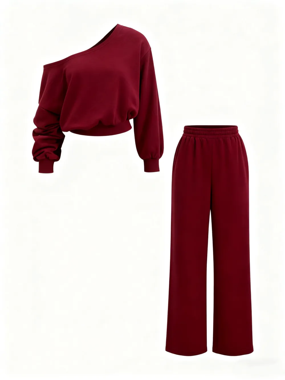 Women's Casual Drop Shoulder Top & Wide Leg Pants Set