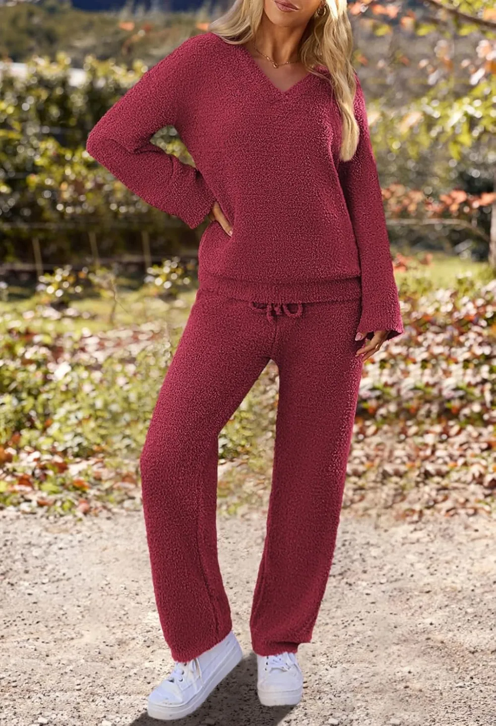 Women's Lounge Sets 2025 Fall Fashion 2 Piece Outfits Sweater Pajama Set