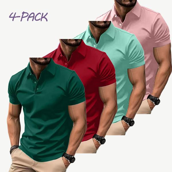 Men's 4-Pack Multi-Color Polos | Short Sleeve, Slim Fit | Casual & Business Wear