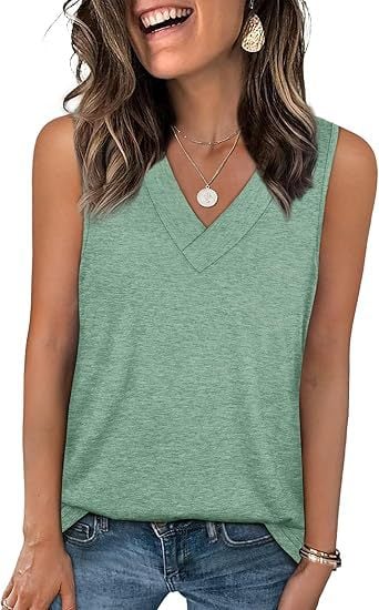 🎁✨Women's Sleeveless V-Neck Slimming Loose Fit Casual Tank Top T-Shirt
