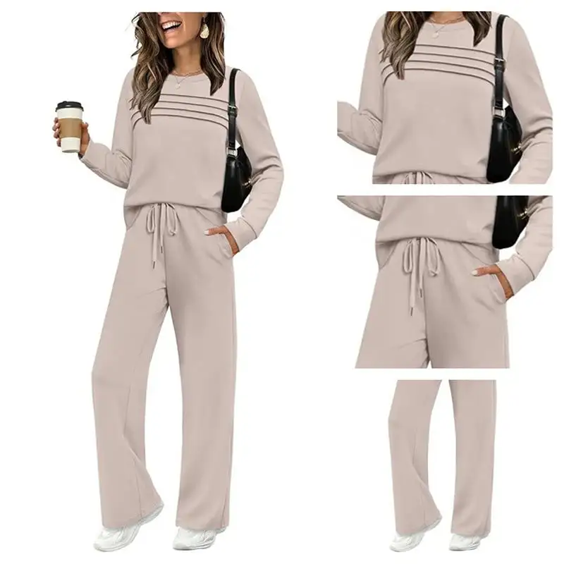 ✨Women's Long-Sleeve Pullover Tracksuit Set - Soft Drawstring 2-Piece Outfits