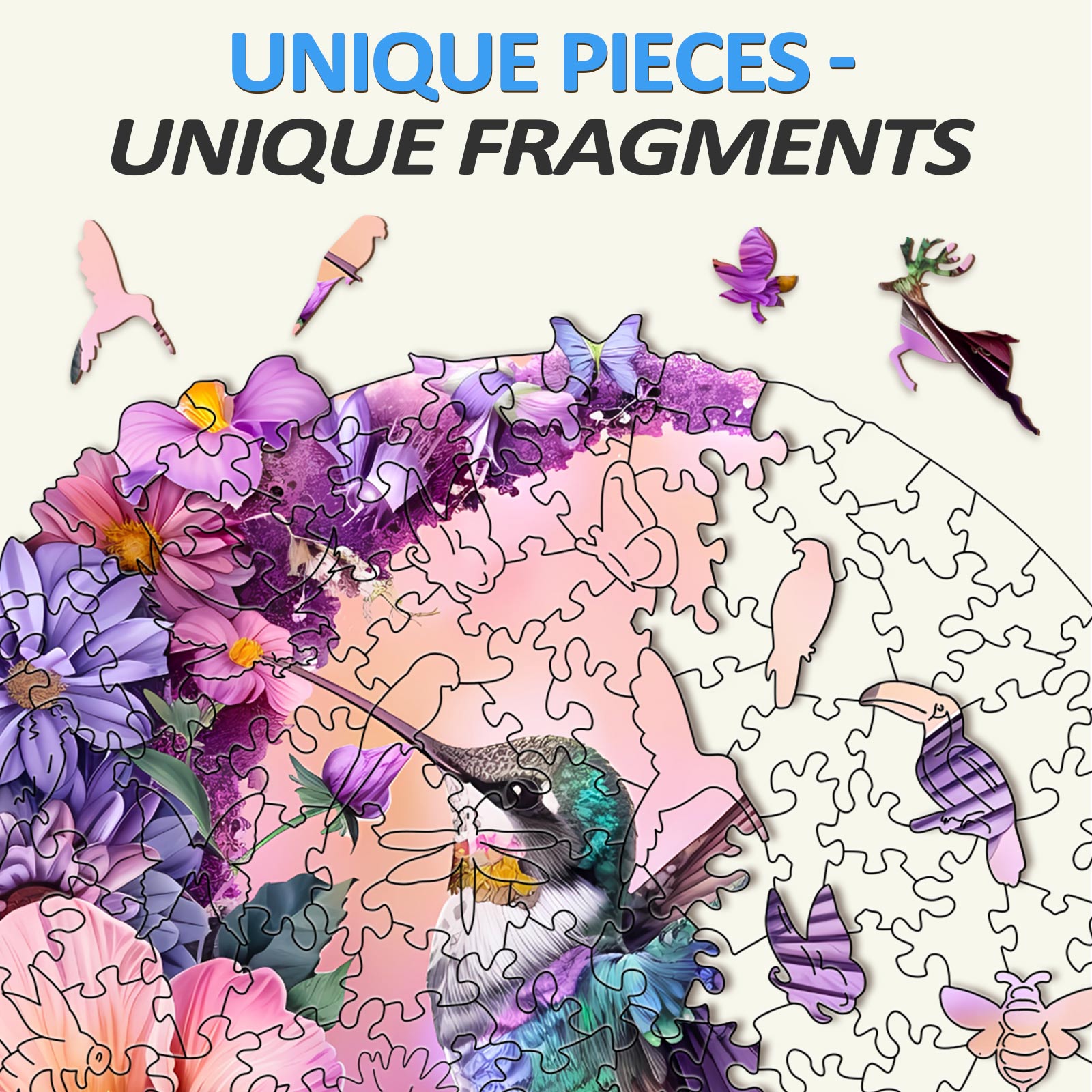 Hummingbird and Moon Wooden Jigsaw Puzzle