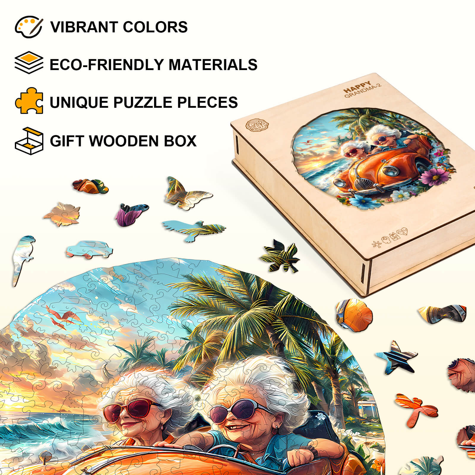 Happy grandma-2 Wooden Jigsaw Puzzle