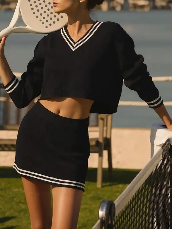 Women’s 2 Piece Knit Sweater & Mini Skirt Set