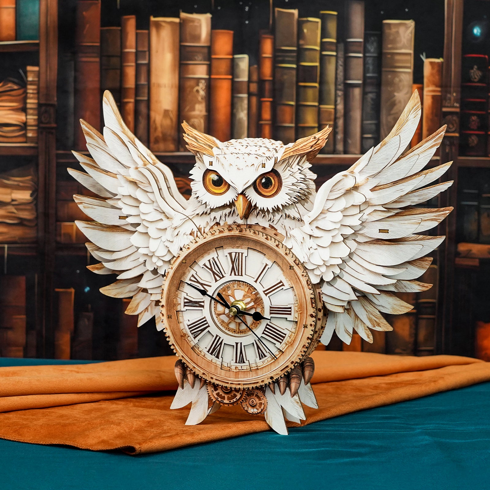 Snowy Owl– DIY Wooden Clock, 3D Puzzle Craft Kit