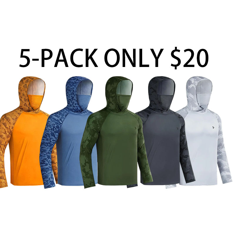 Men's Sun Protection Hoodie with Neck Gaiter - UPF 50+ Long Sleeve Shirt