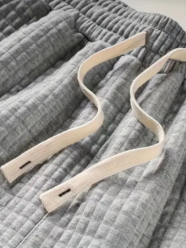 Plus Size Men's Waffle Knit Shorts - Elastic Drawstring Waist Casual Summer Shorts