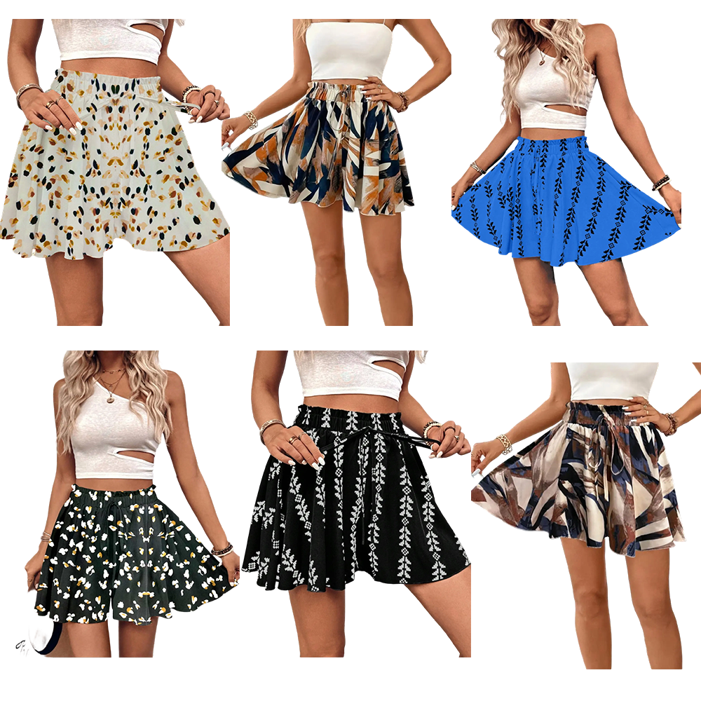 Women's All Over Print Knot Front Shorts, Casual Fashionable Shorts for Summer, Women's Bottoms for Daily Wear, Drawstring Beach Shorts