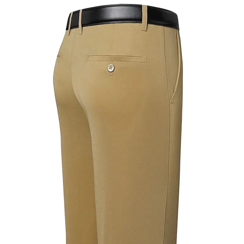 Men's Business Casual Trousers Formal Dress Straight Pants Elastic Black Navy Blue Plain Menswear Gamis