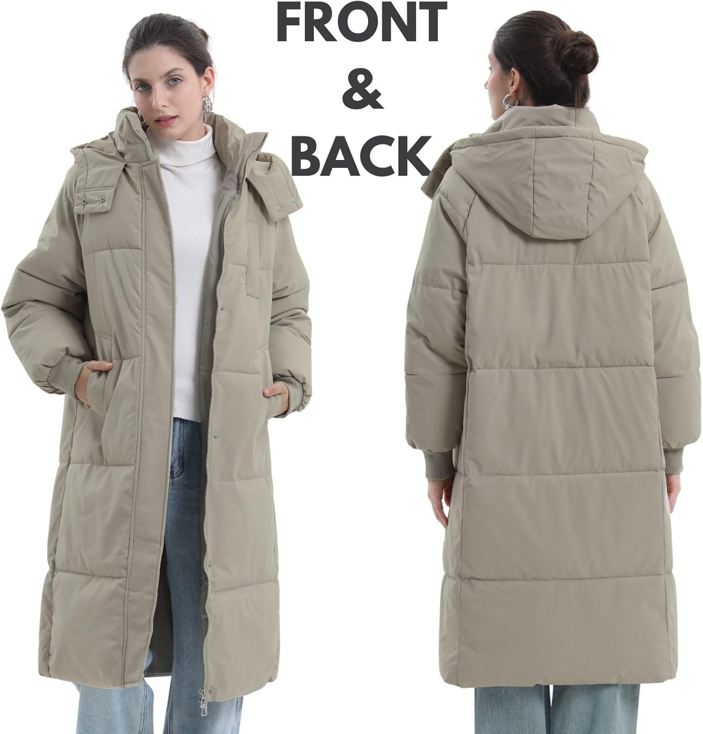 Long Puffer Jacket for Women,2024 Thickened Winter Coat Hooded with Deep Pockets, Ladies Warm Winter Jacket