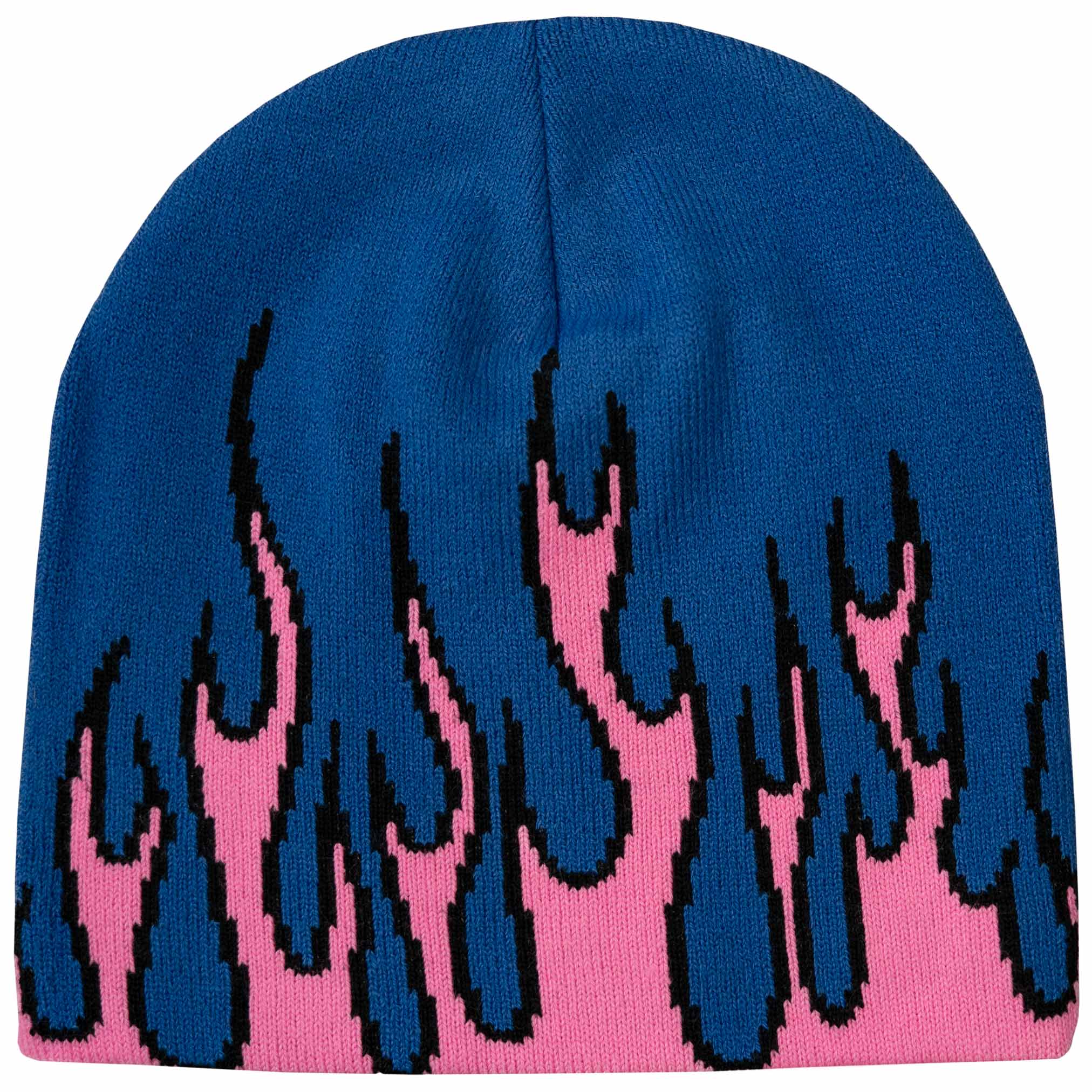 FLAME SKULL CAP BEANIE - BLUE / PINK