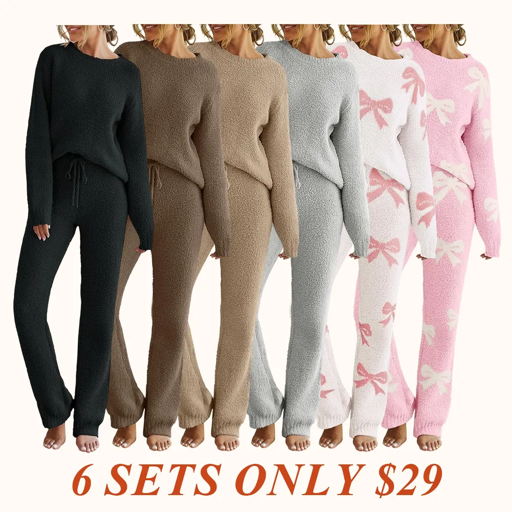 Womens Pajama Sets 2025 Fall Lounge Sweater Set