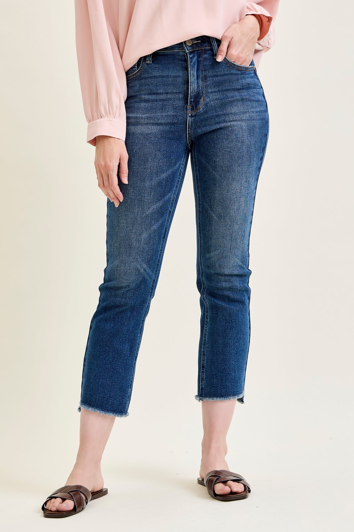 Scarlett High Rise Dark Wash Kick Flare