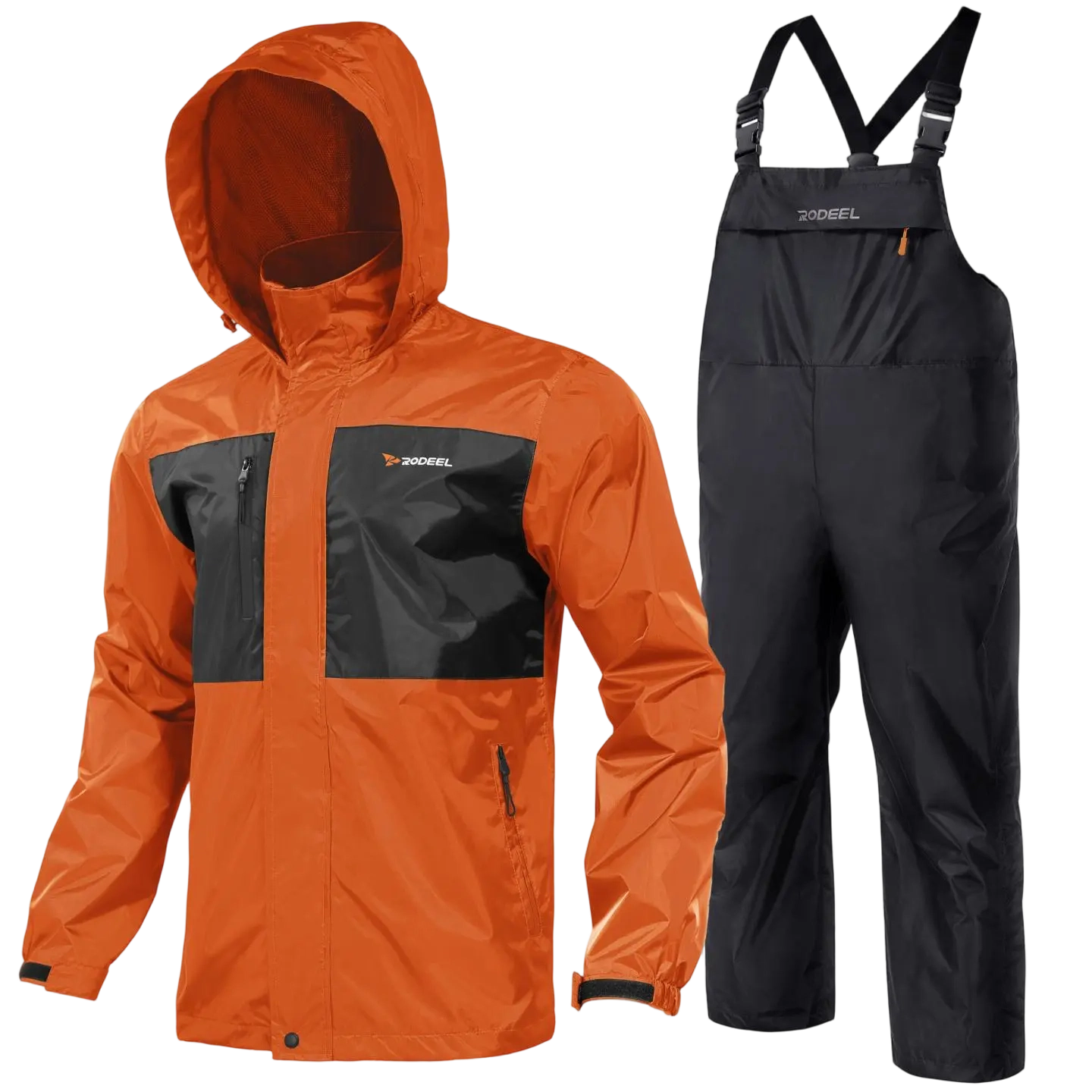 Waterproof Bib Overalls Rain Suit Men Lightweight Breathable Full Zip Hooded Jacket Durable Rain Coat Weatherproof Rainwear