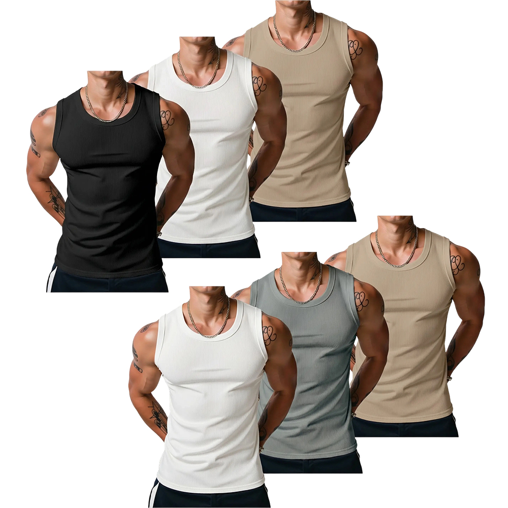 Men’s Wide Strap Ribbed Tank Top, High Stretch Breathable Muscle Tank, Heavyweight Drapey Fit Gym & Casual Sleeveless Shirt