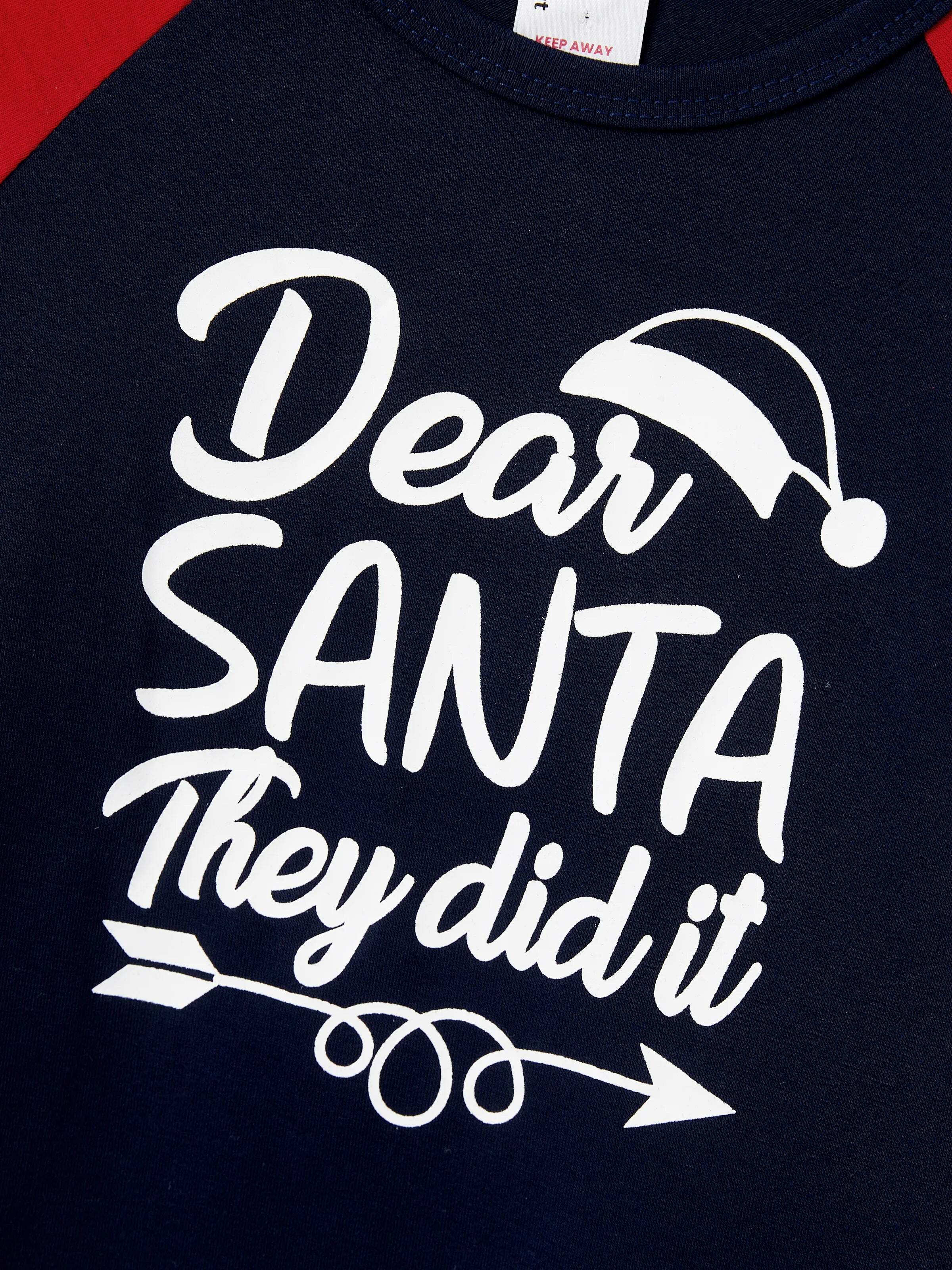 Christmas Matching Family Pajamas Set Glow In The Dark Santa Claus Print PJS with Christmas Socks Deep Blue