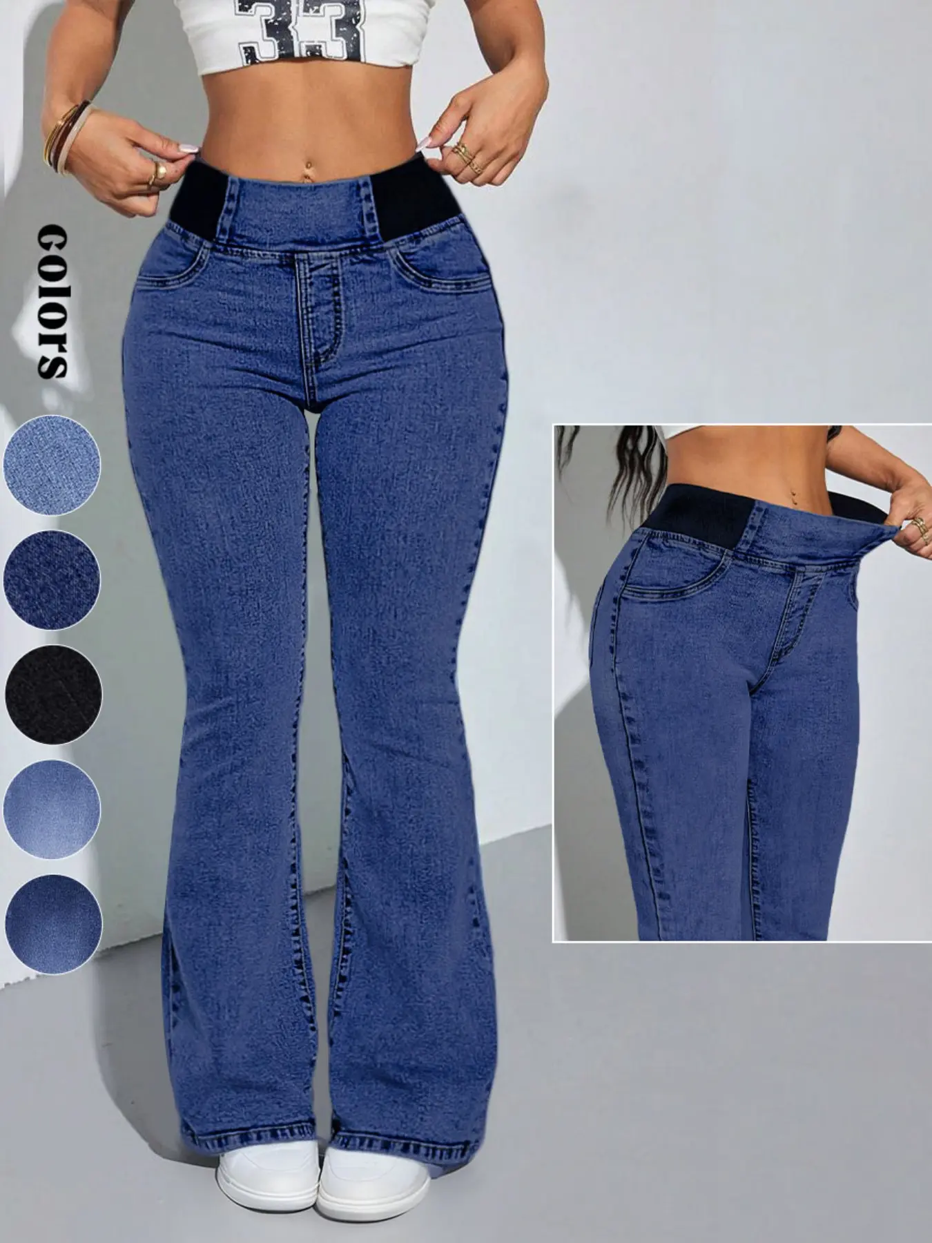 High-Waisted Stretch Flare Jeans