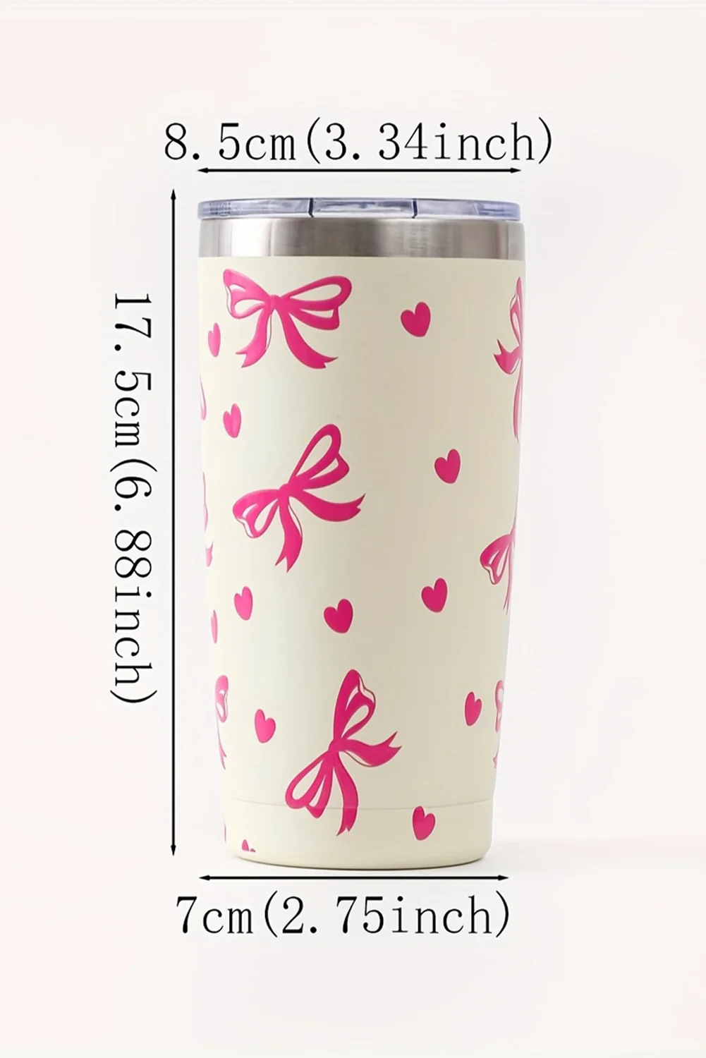 Rose Red Bows Hearts Printed Insulated Stainless Steel Cup