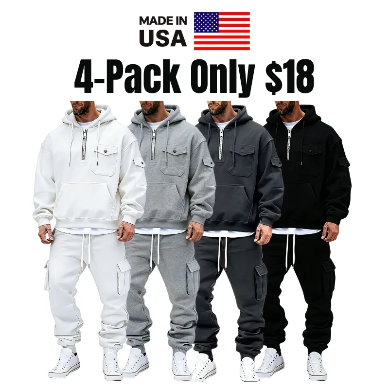 Cargo Two Piece Men's Hoodie Tracksuit Hoodie & Pants Set
