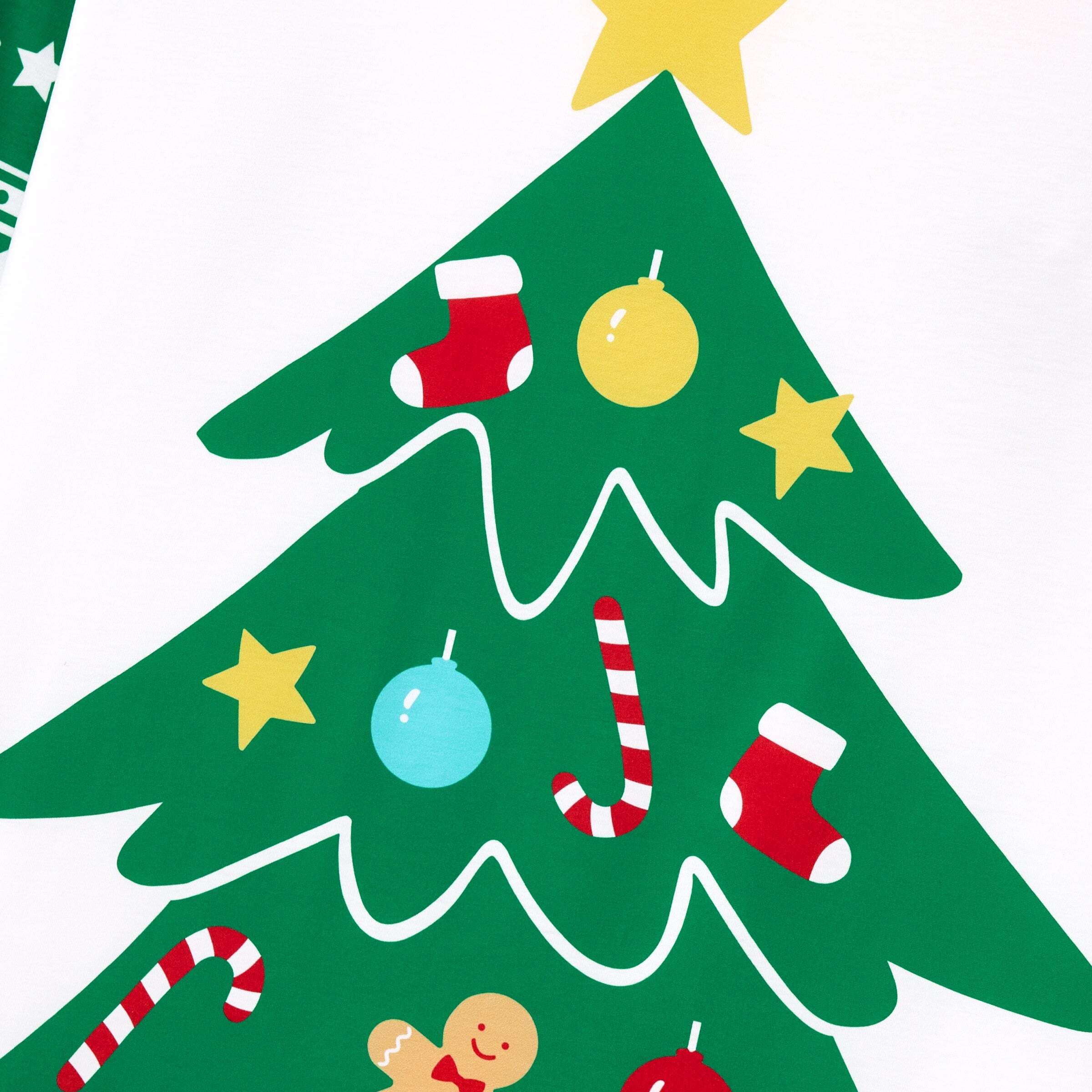 Christmas Matching Family Pajamas Set Gingerbread and Christmas Tree Print Green PJS with Christmas Socks Green