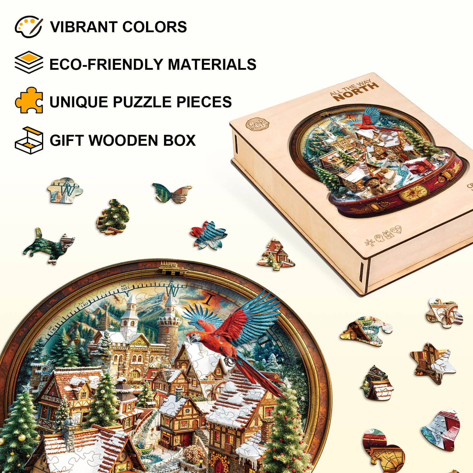 all the way north Wooden Jigsaw Puzzle