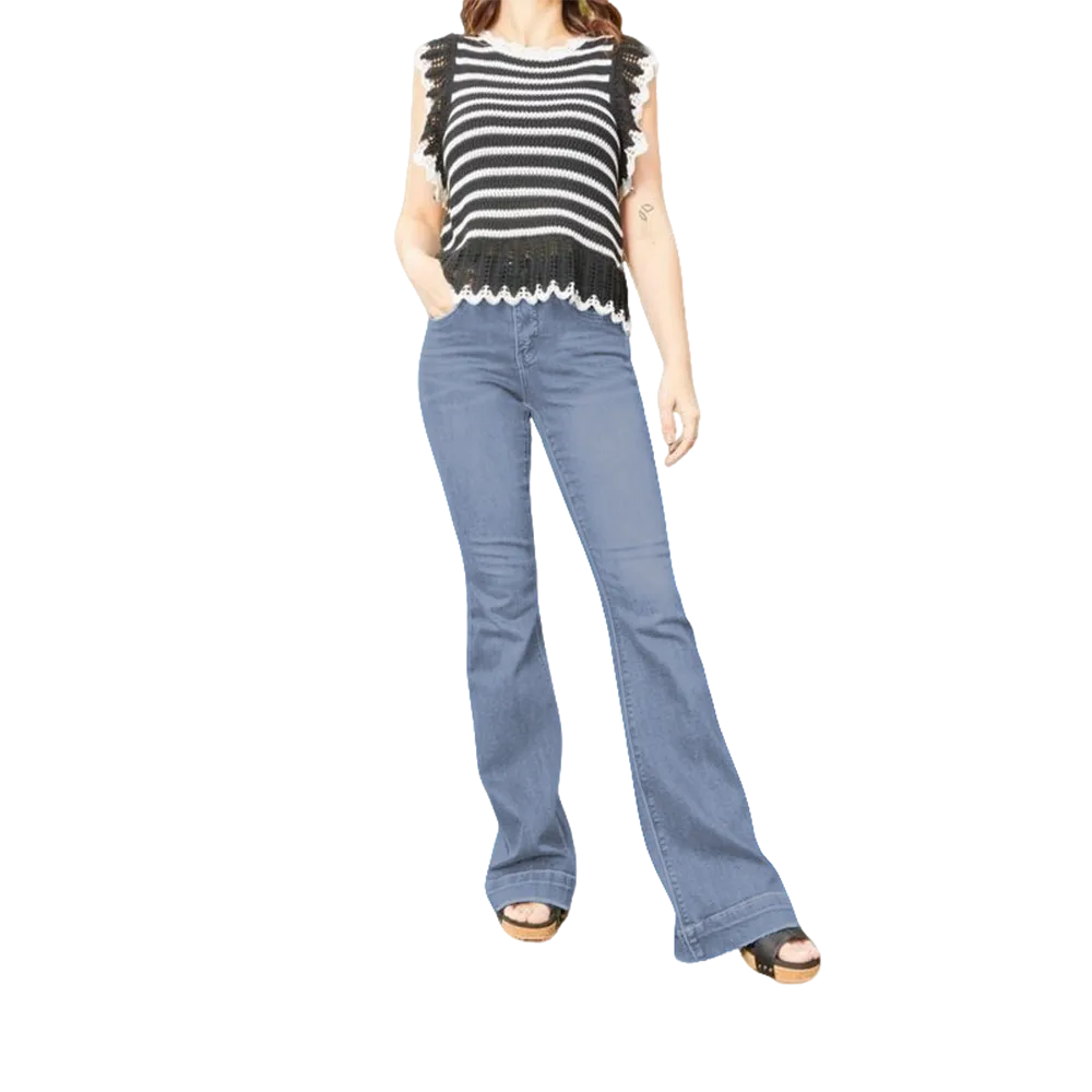 Mid-Rise Tummy Control Flare Denim Fit Jean Womenswear Bottom