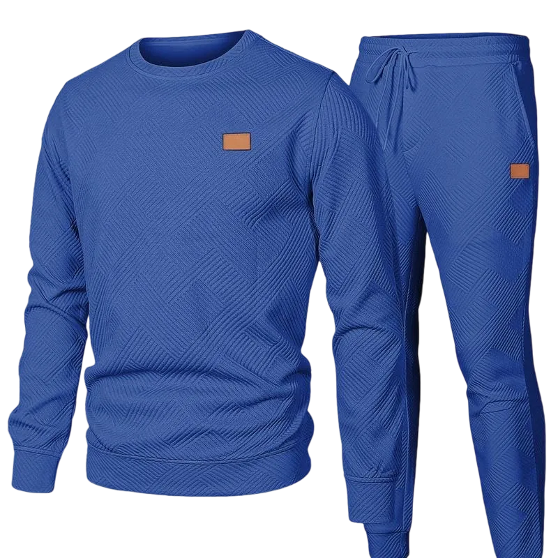 Men’s 2-Piece Sweatsuit – Jacquard Crewneck Sweatshirt & Joggers Set