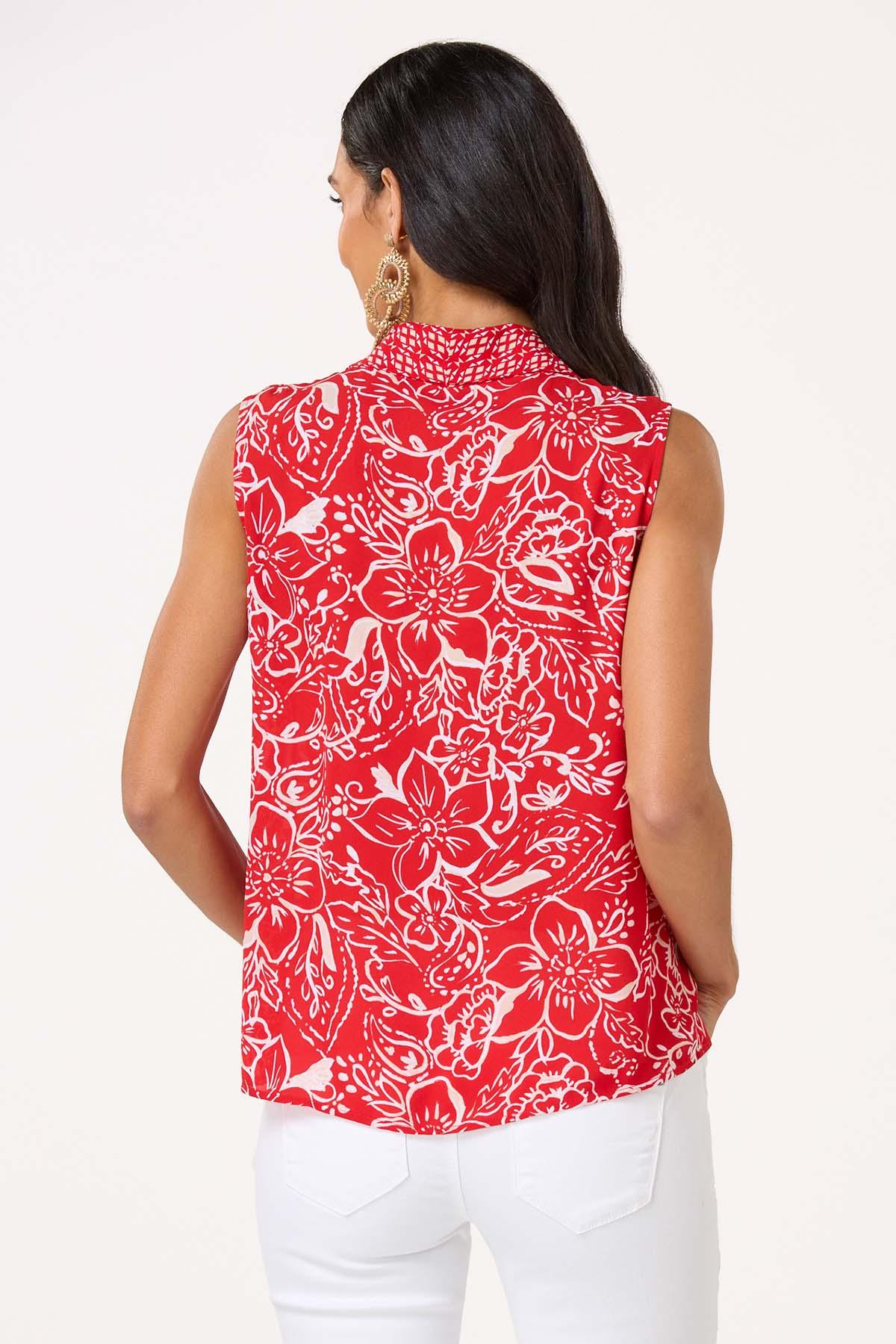 Red Border Floral Tank