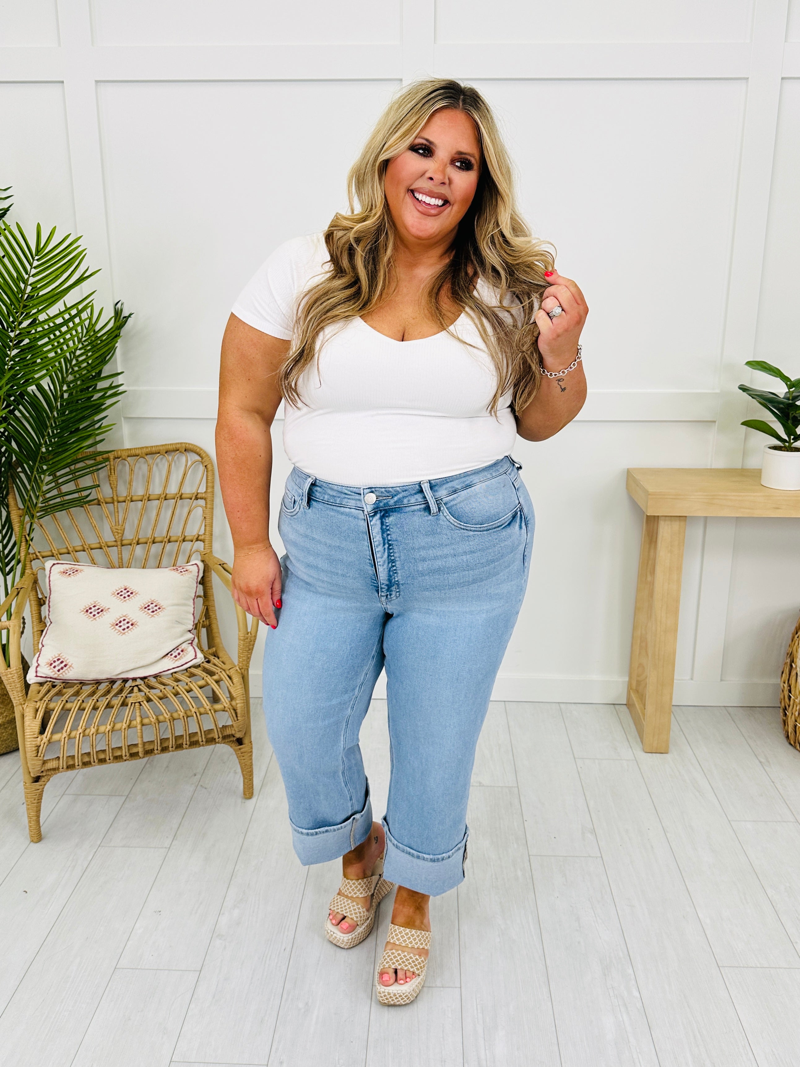 New Love Tummy Control Slim Wide Leg Jeans