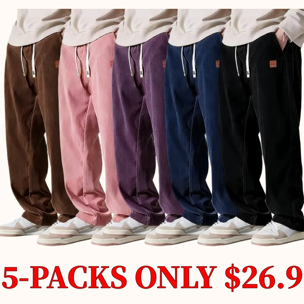 Men's corduroy straight-leg sweatpants
